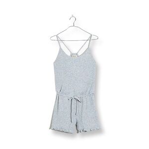 Madewell Ruffle Pajama Romper Gray Size Small